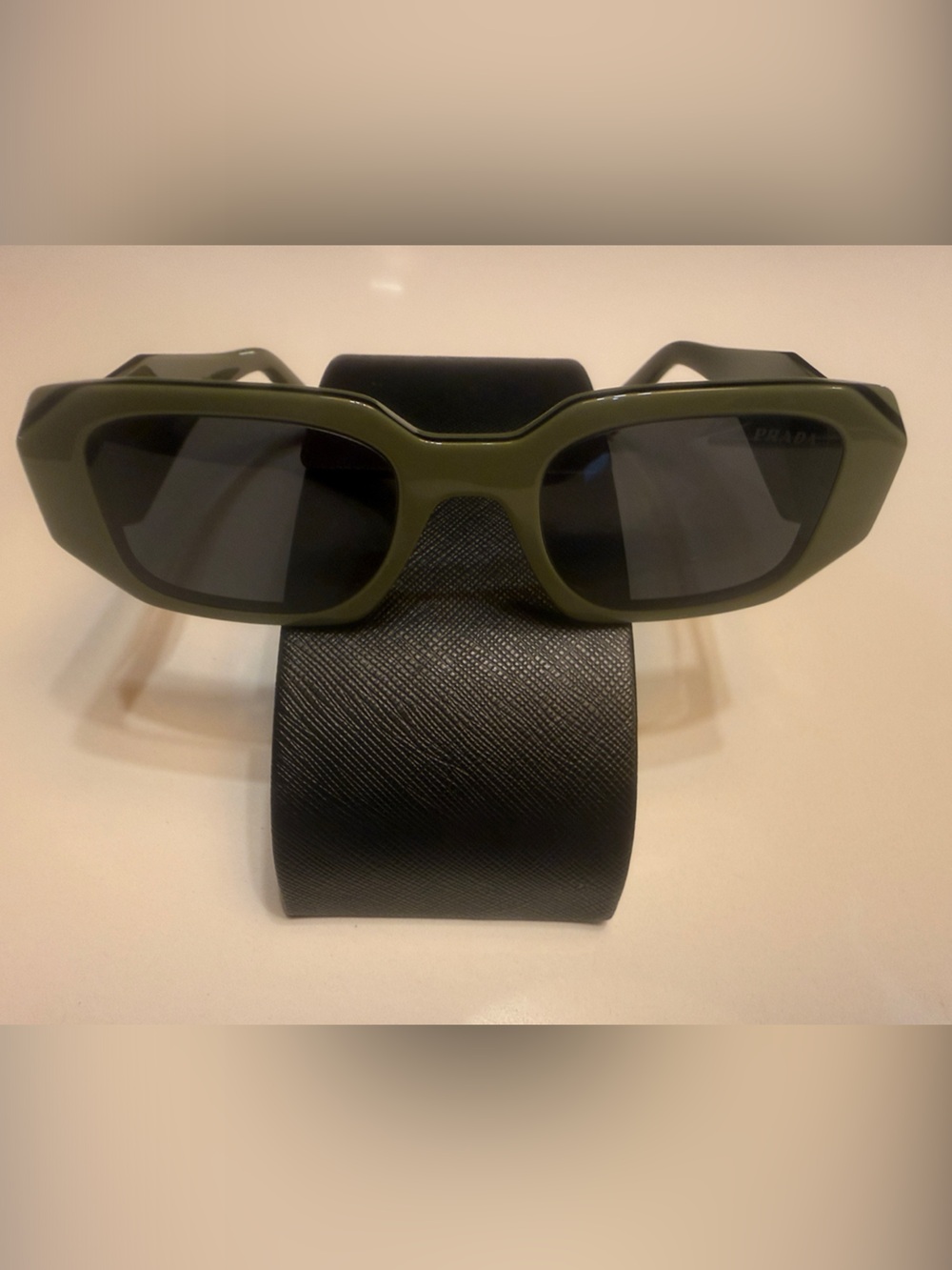 Prada Olive Green Rectangular Women's Sunglasses